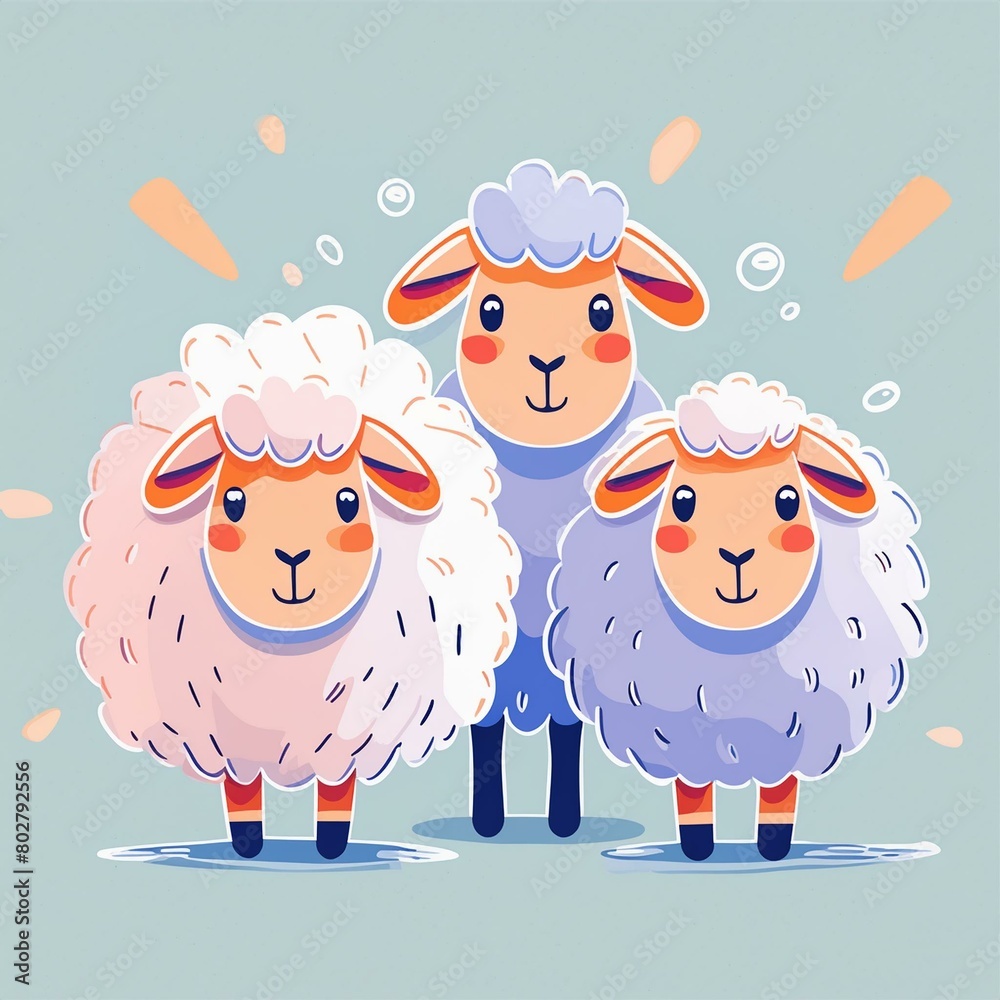 Fototapeta premium illustration of a sheep family