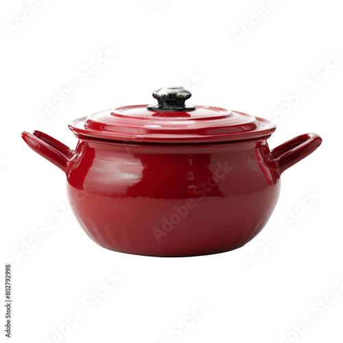 red saucepan isolated on transparent background