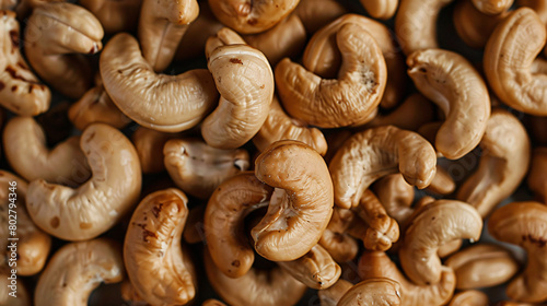 Tasty cashew nuts as background closeup