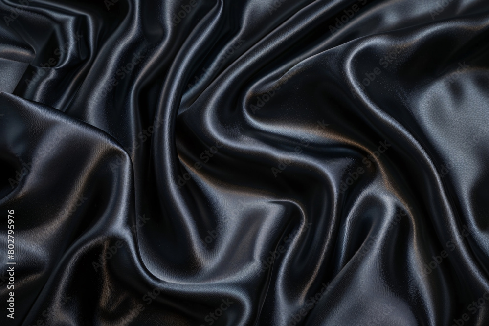 Obraz premium Black satin wavy texture with copy space