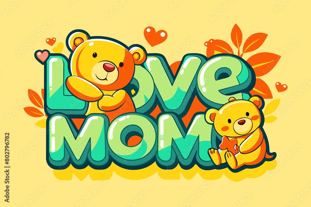 Naklejka premium love mom card