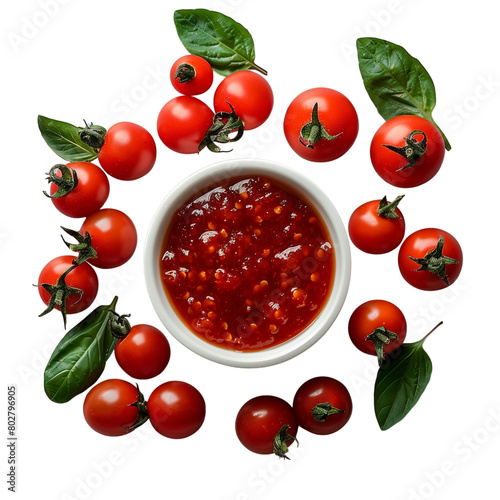 Red tomato sauce isolated on transparent background