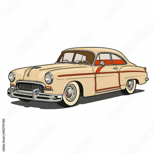 Classic Car Illustration  Old Car Garage