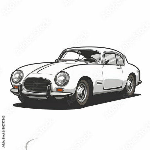 Classic Car Illustration, Old Car Garage