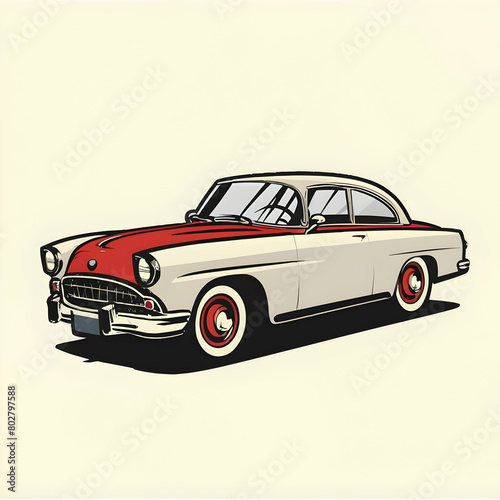 Classic Car Illustration, Old Car Garage © Rahmat