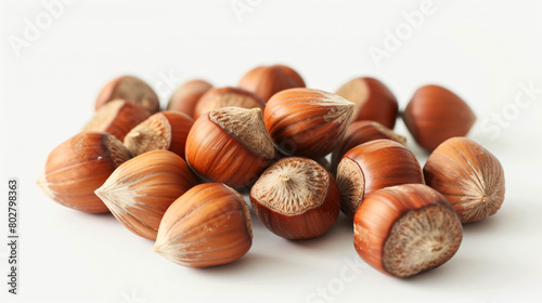 Tasty hazelnuts on white background