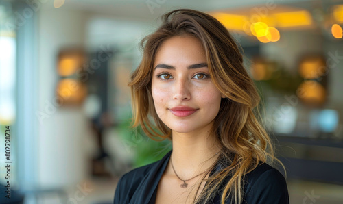 Wallpaper Mural Charming Indian Businesswoman Smiling Big Eyes Friendly Modern Office Portrait White Successful Attractive Professional Female Corporate Executive Headshot Torontodigital.ca