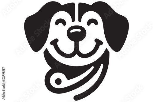 smile dog design black silhouette isolated on white background Vector