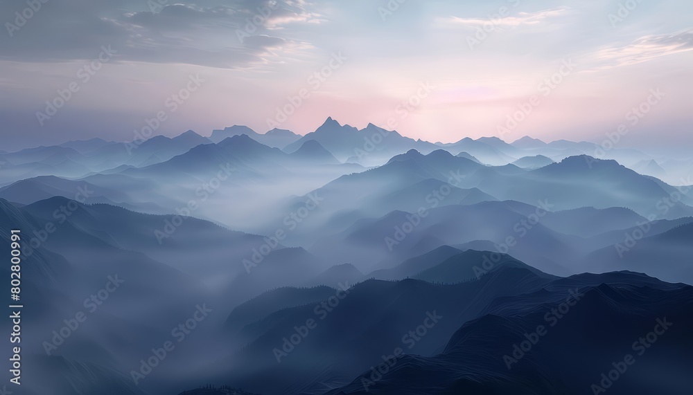 Enhance the details of this image and make it look more realistic. Add more light and definition to the mountains and clouds. Make the colors more vibrant and lifelike.