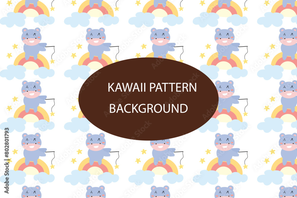 Stock element. Little Bear face cute sleeping in the moon, ballon, and hearts pattern background Stock element. Little Bear face cute sleeping in the moon, ballon, and hearts pattern background