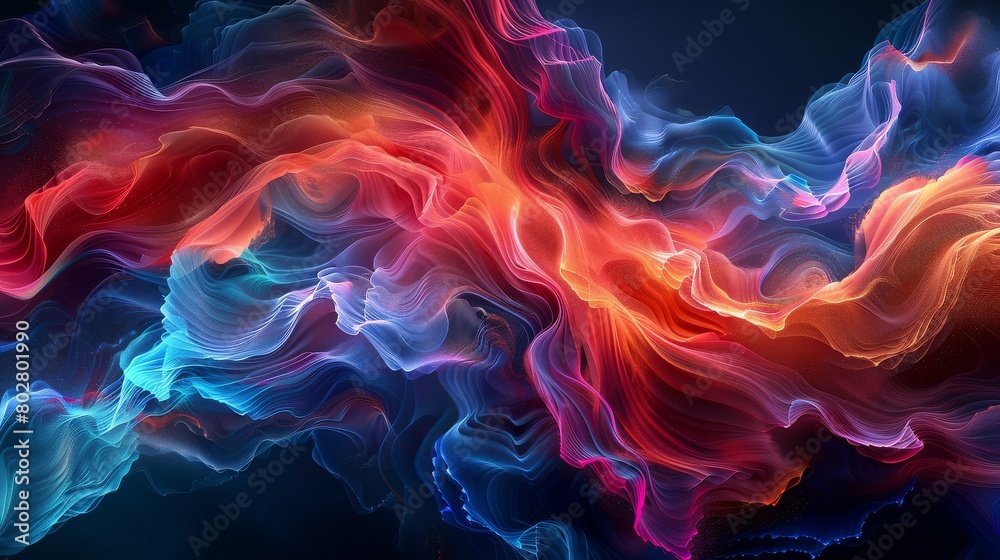 Fototapeta premium A vibrant dance of digital waves in neon hues