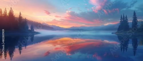Generate a high quality image of a beautiful lakeside landscape