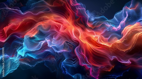 A vibrant dance of digital waves in neon hues