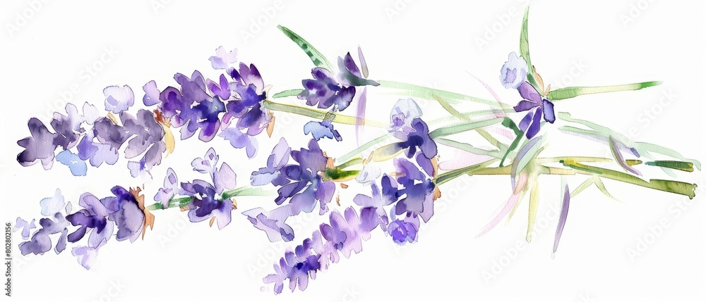 A beautiful watercolor painting of a sprig of lavender A beautiful watercolor painting of a sprig of lavender