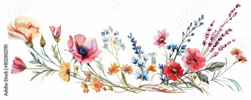 Wallpaper Mural A beautiful watercolor painting of a variety of flowers, including poppies, daisies, and roses Torontodigital.ca