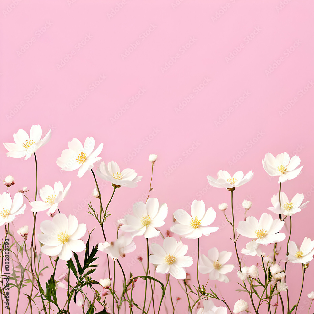 background with soft elegant white wild flowers design on pink backdrop minimalist style exclusive,generate ai background with soft elegant white wild flowers design on pink backdrop minimalist style exclusive,generate ai