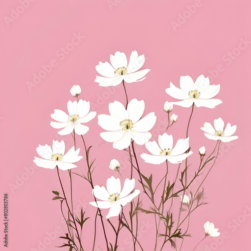 background with soft elegant white wild flowers design on pink backdrop minimalist style exclusive,generate ai
