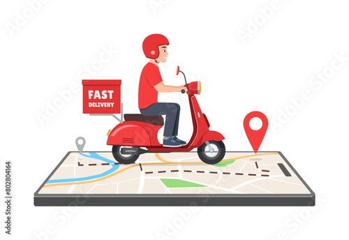 man ride scooter to deliver package