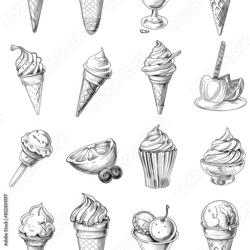 Various flavors of ice cream scoops  perfect for summer desserts