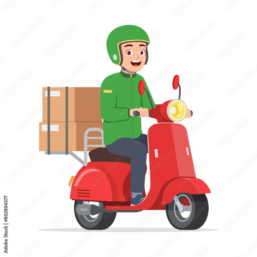 man ride scooter to deliver package man ride scooter to deliver package