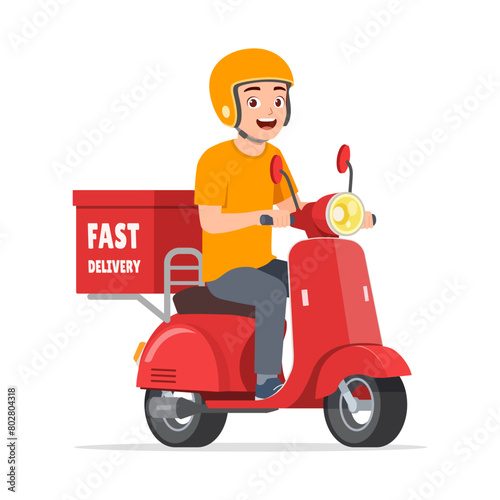 man ride scooter to deliver package