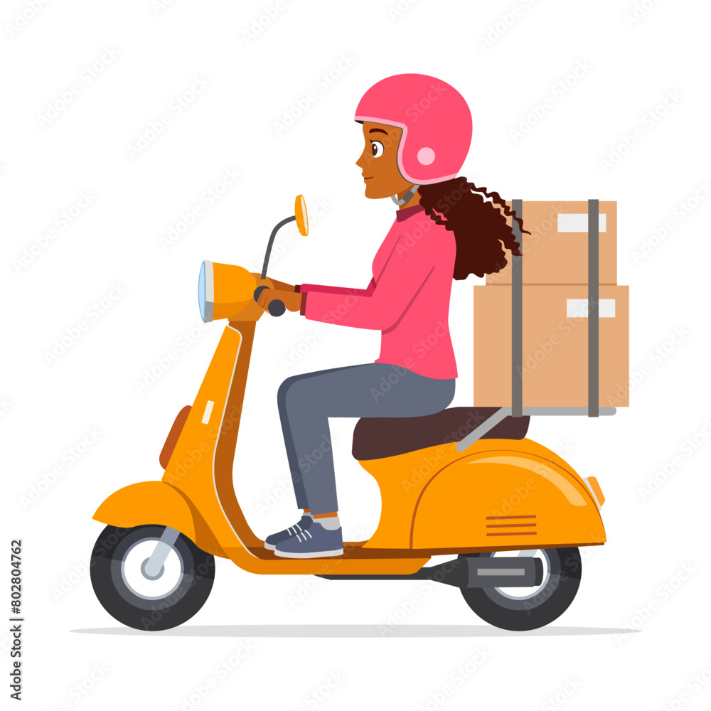 man ride scooter to deliver package