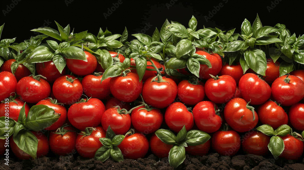 Concept of abundance and freshness, as the tomatoes are ripe