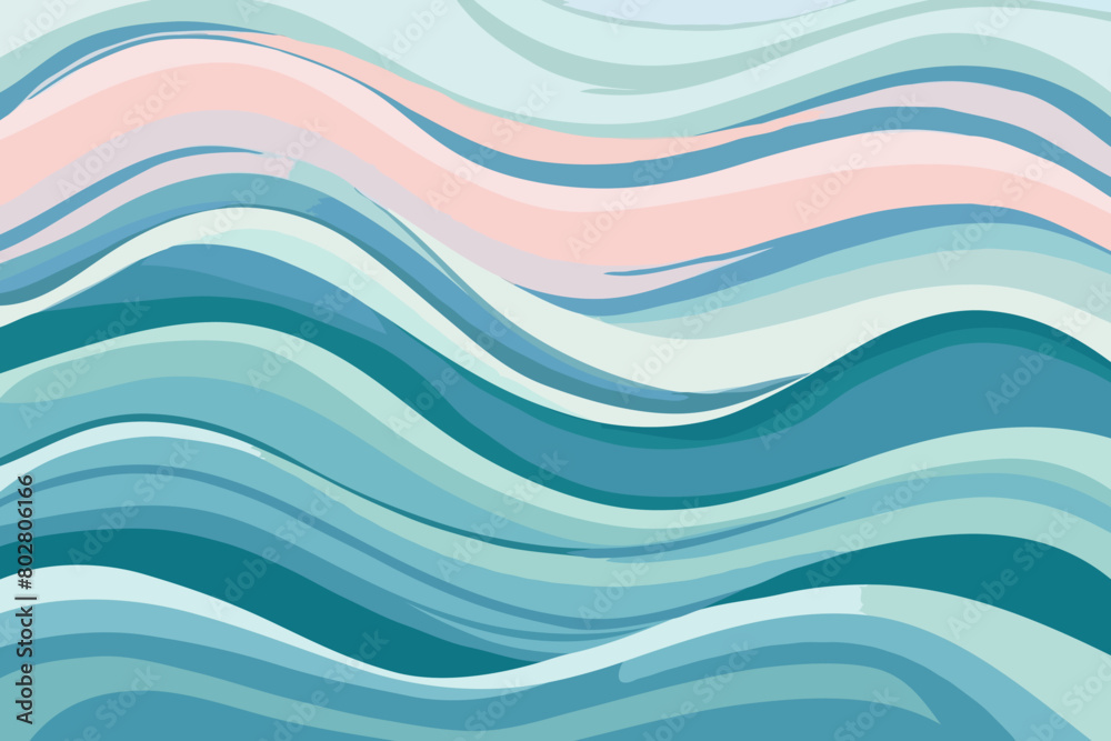 n abstract background reminiscent of calm ocean waves. Use soft pastel shades like baby blue, pale pink, and mint green to create gentle curves and swirls