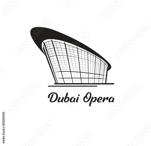 Dubai Opera is a performing arts centre located in Downtown Dubai in UAE. logo, t shirt, banner, card