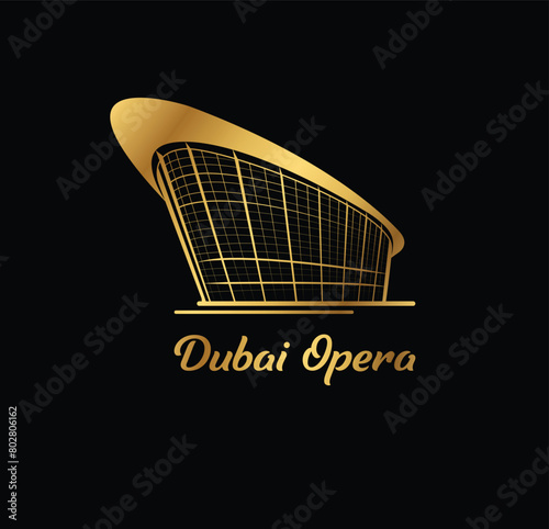 Dubai Opera is a performing arts centre located in Downtown Dubai in UAE. logo, t shirt, banner, card. World tourism day