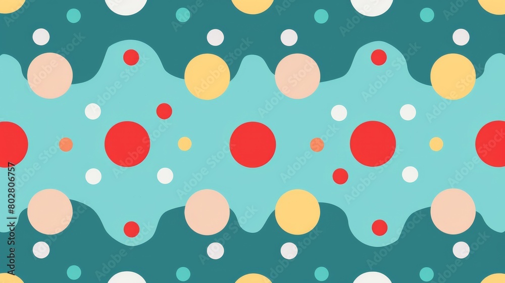 Seamless Pattern Polka Dot Style with Cyan Background Nursery Template