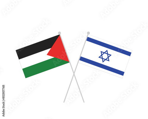 Palestine and Israel Flags vector 