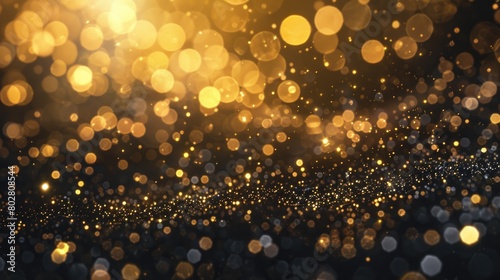A glamorous black and gold background with an abundance of lights. Perfect for luxury events and elegant designs photo