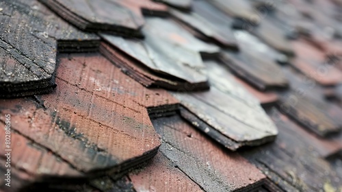 Restoring a roof, close-up of new shingles alongside old, detailed comparison, clear focus 