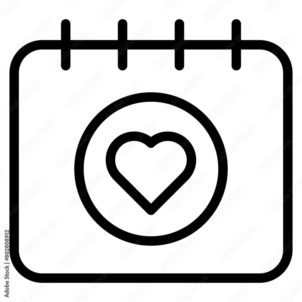 Calendar with heart symbol, valentine's day, anniversary date vector icon Calendar with heart symbol, valentine's day, anniversary date vector icon