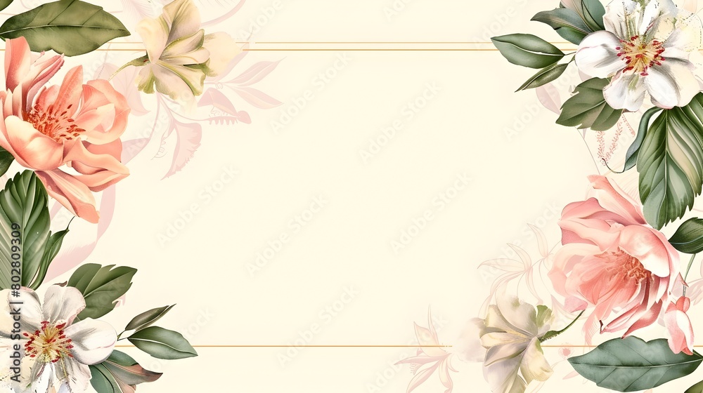 Elegant Floral Invitation Design with Calligraphic Motifs for Refined Wedding