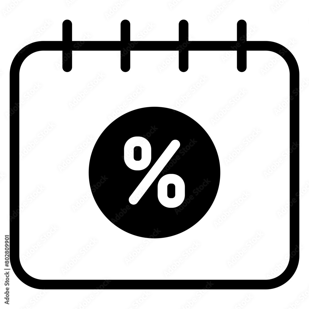 Calendar with percent icon. Discount calendar. Vector illustration