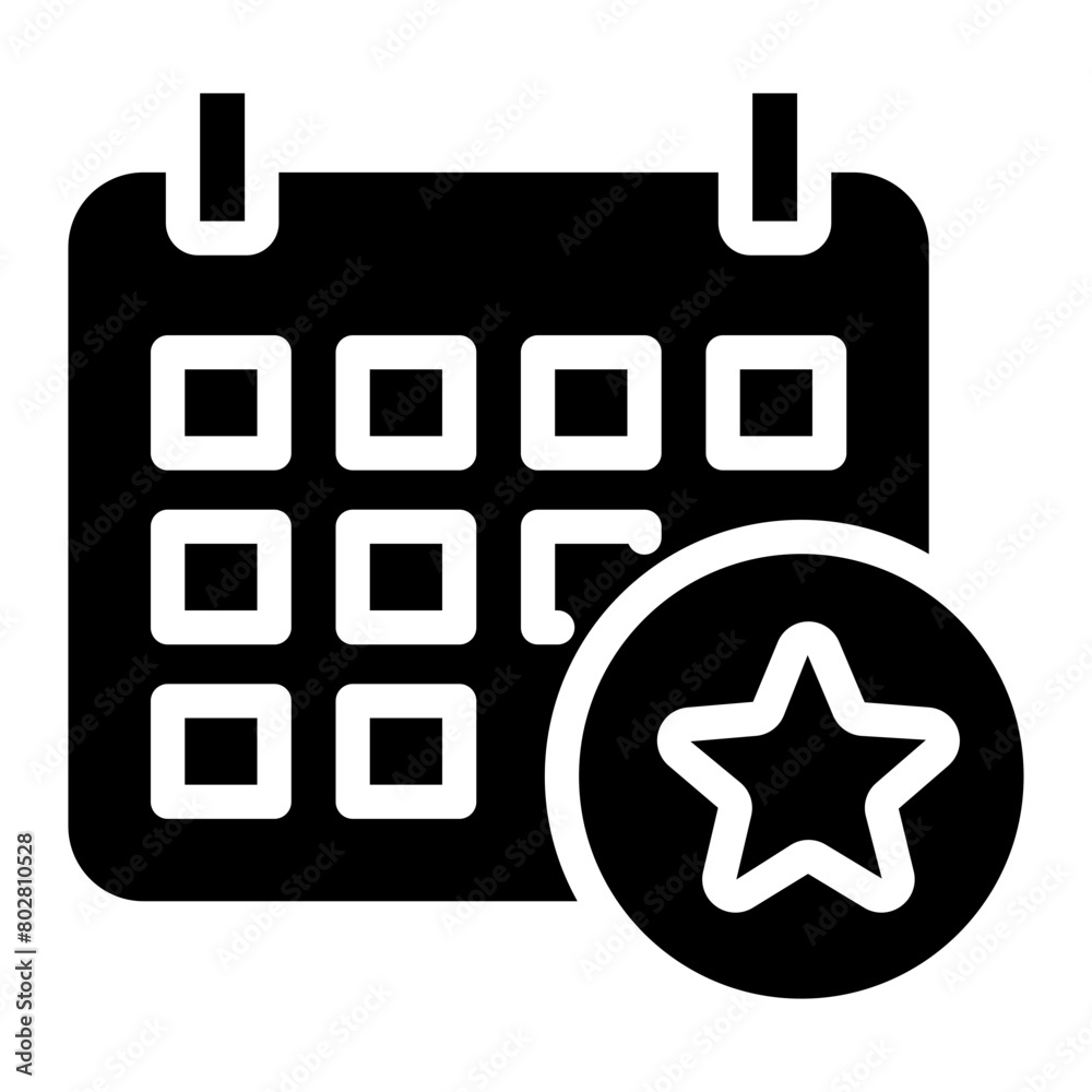 Calendar with star icon. Schedule icon isolated on white background Calendar with star icon. Schedule icon isolated on white background