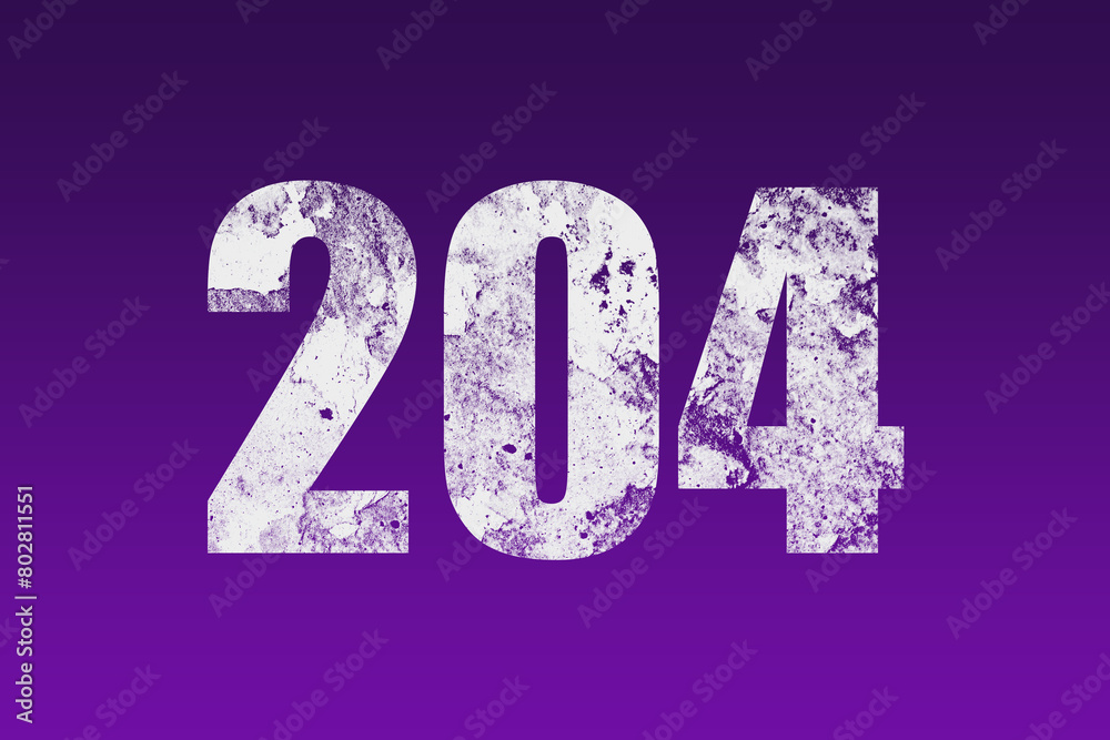 flat white grunge number of 204 on purple background.	
