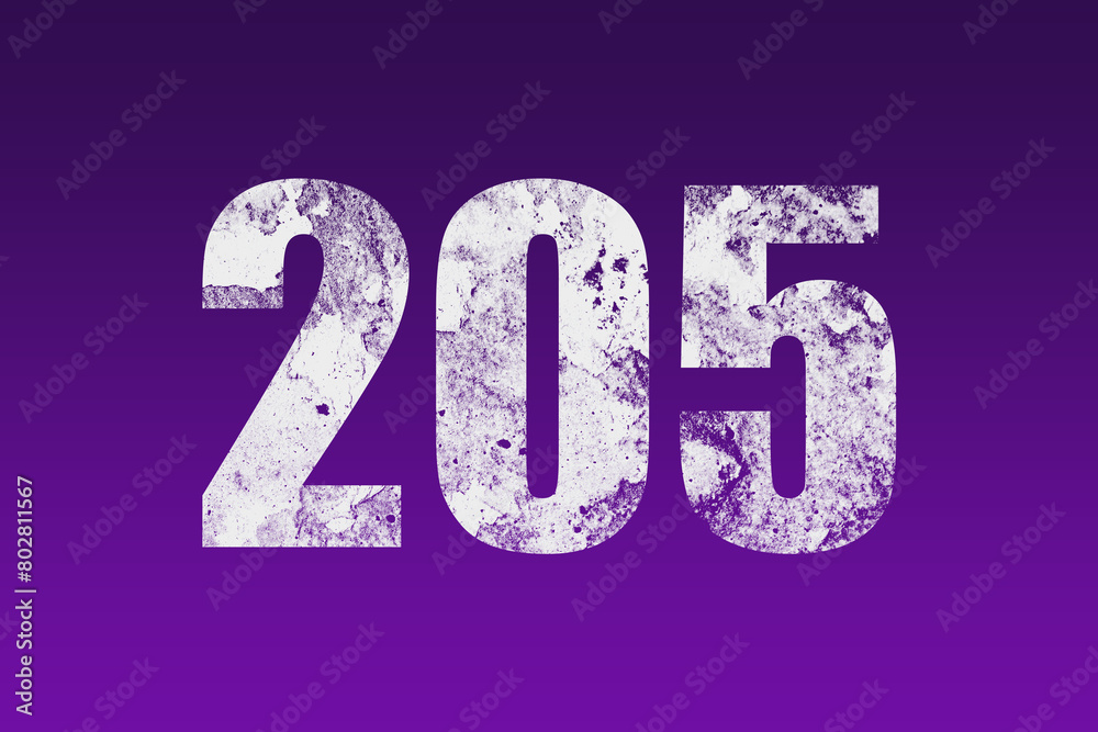 flat white grunge number of 205 on purple background.
flat white grunge number of 205 on purple background.