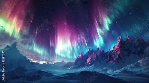 Northern Lights on a snowy landscape at twilight.