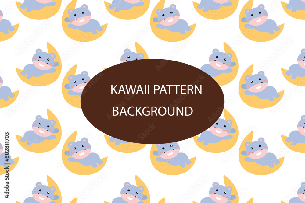 Fototapeta premium Kawaii animal pattern background design. baby bear summer pattern background. for newborn apparel, textiles and wallpaper Vector illustration