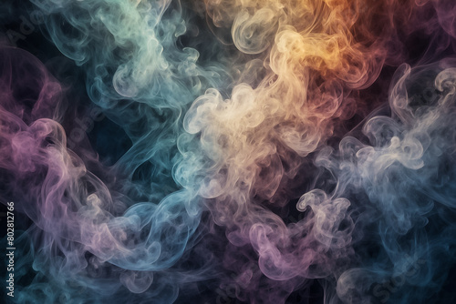 Highly detailed illustration centered on a flickering smoke background