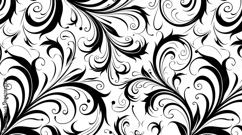 Illustration of seamless abstract black floral vine pattern, full view. Illustration of seamless abstract black floral vine pattern, full view.