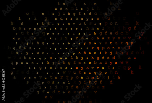 Dark yellow, orange vector cover with english symbols.