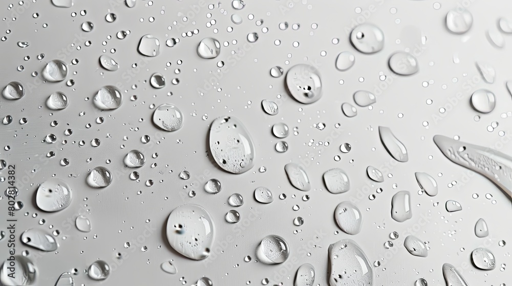 Close-up of Water Droplets , Various water droplets on a white surface.