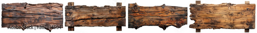 set of isolated old wooden board sigh banners photo