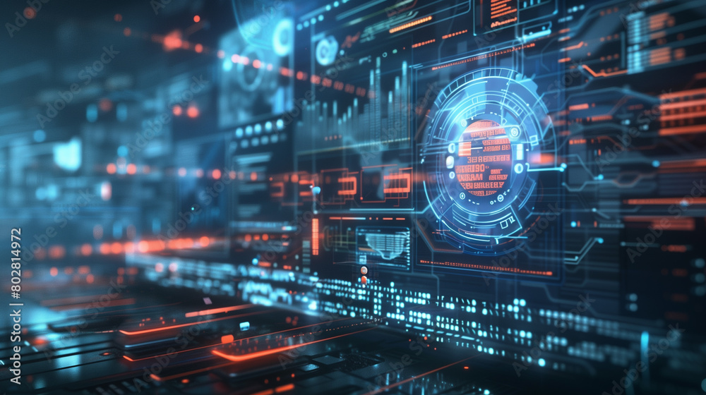 Abstract perspective financial technology sci-fi background