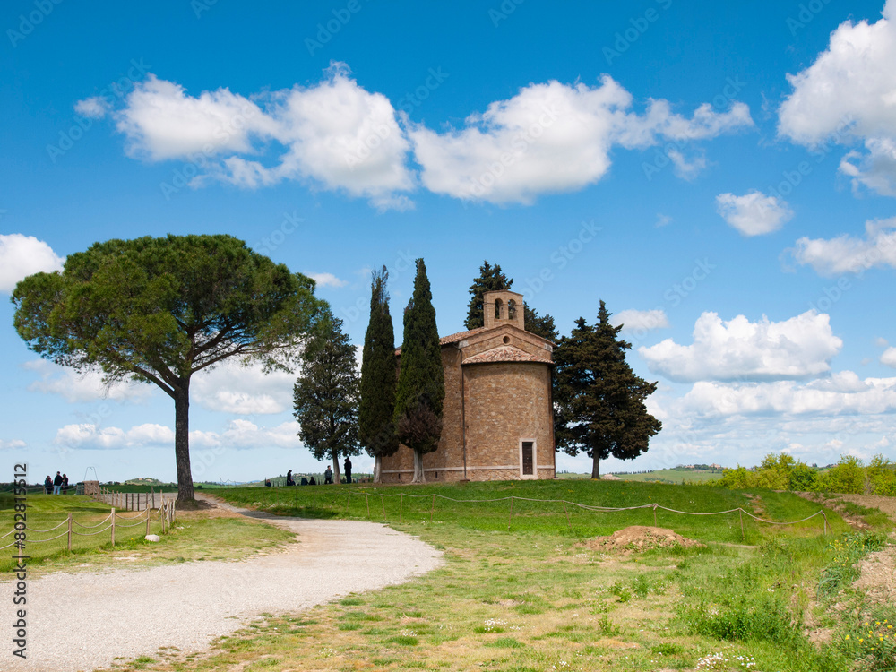 Italia, Toscana, provincia di Siena, Pienza, la cappella di Vitaleta.