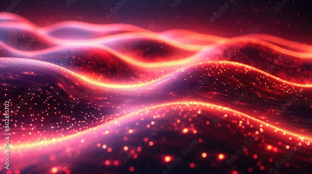 abstract wave background with glow particle of dots and lines